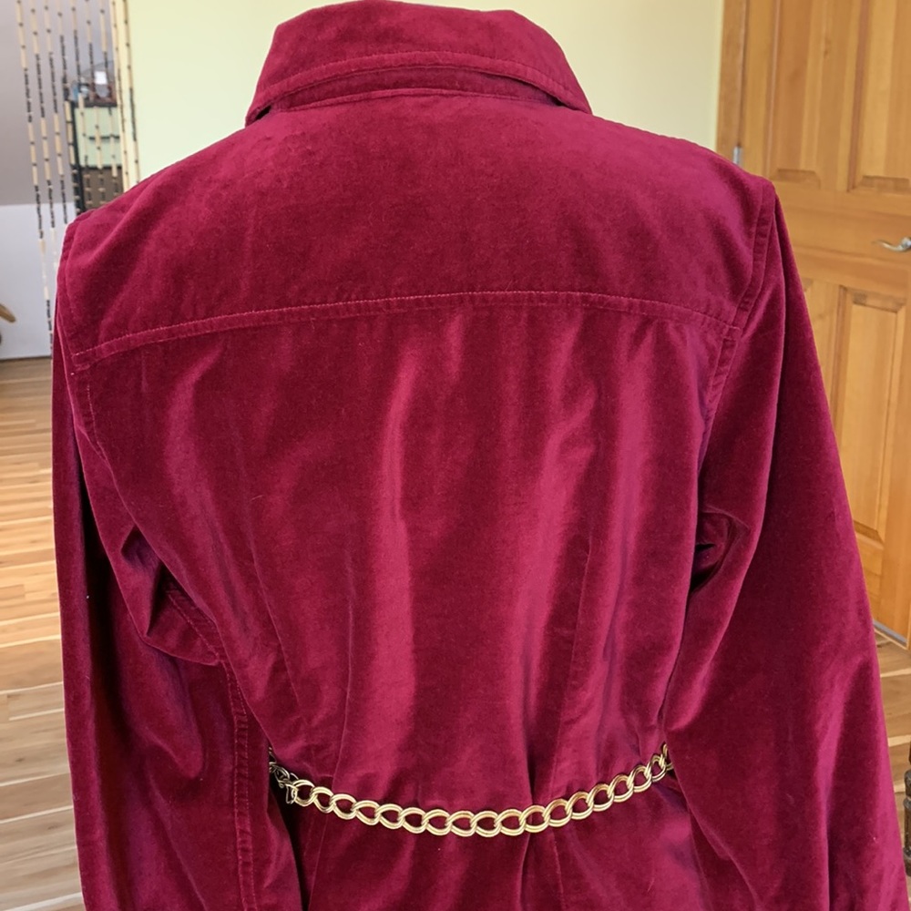 LLBean, Maroon Velvet Long Sleeve Stretch Button Down Shirt. Women’s Small - Picture 6 of 9